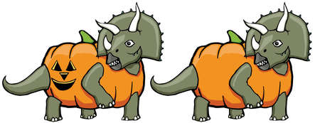 cartoon triceratops dinosaur in pumpkinのイラスト素材