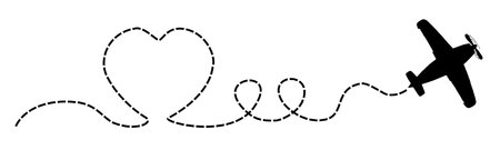 propeller plane flying in a heart shaped patternのイラスト素材