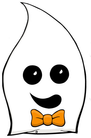 cartoon ghost face with orange bow tieのイラスト素材