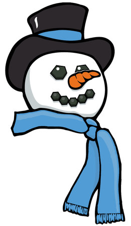 cartoon snowman face with scarfのイラスト素材