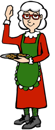 cartoon mrs claus with a plate of cookieのイラスト素材