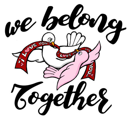 valentines day love birds we belong togetherのイラスト素材