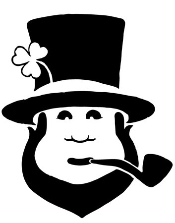 leprechaun face with pipe silhouettのイラスト素材