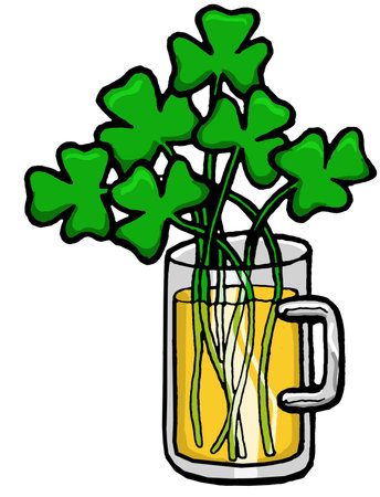 cartoon beer with shamrockのイラスト素材