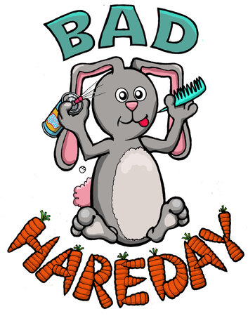 funny rabbit with bad hare dayのイラスト素材