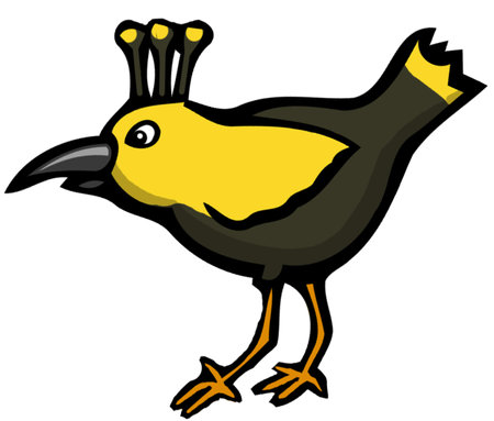 exotic bird with tufts of feathers on headのイラスト素材
