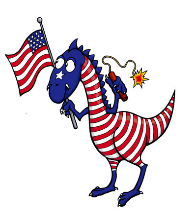 patriotic dinosaur, fourth of July dinoのイラスト素材