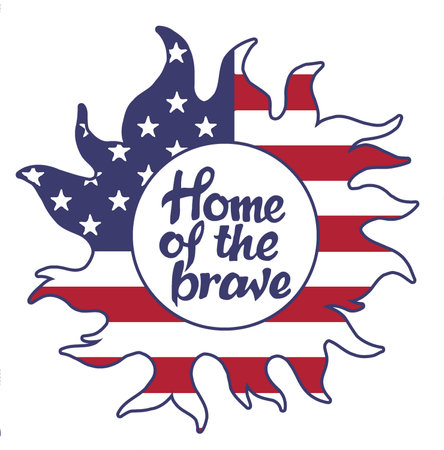 home of the brave, patriotic sun designのイラスト素材