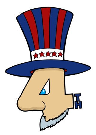 number 4 in shape of uncle sam, July 4thのイラスト素材
