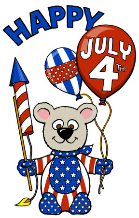 4th of July cute teddy bear, Happy July 4thのイラスト素材