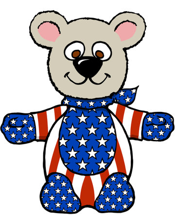 patriotic teddy bear, 4th of Julyのイラスト素材