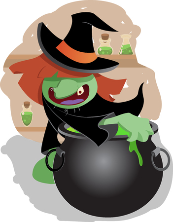 witch with her cauldronのイラスト素材