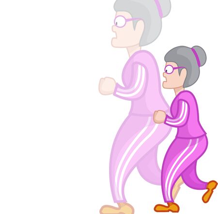 Senior adult walking in sweatshirt, vector, illustrationのイラスト素材