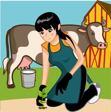 agriculture and animals on the farmのイラスト素材