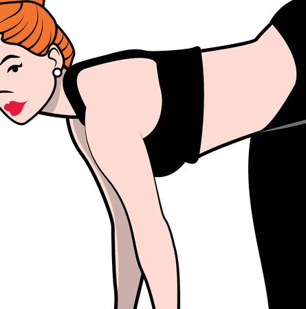 beautiful blonde woman exercising with black wearのイラスト素材