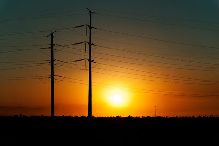 Electric lines at sunset