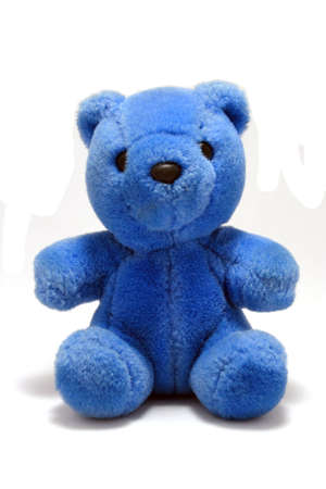 blue bear toy isolated on the white beckgroundの写真素材