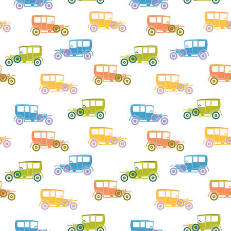 Pattern with the image of retro cars, design for boys.のイラスト素材