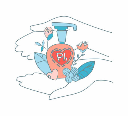 Caring for female intimate health. Soft cotton and natural flowers.のイラスト素材