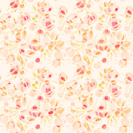 Seamless pattern of simple roses. Watercolor illustration, handmade.