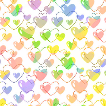 Seamless multi-colored pattern with hearts of tender color and with.の写真素材
