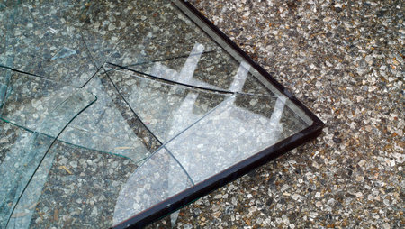 Broken glass on the ground. Broken glass on the ground.の写真素材