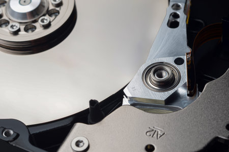 Detail of a hard disk drive, shallow depth of field.