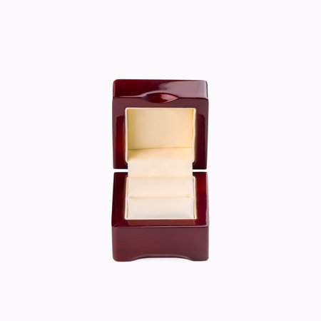 Opened present box for jewerly on white background