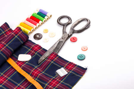 Cutting scissors on white backgroundの写真素材