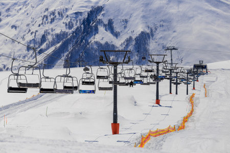 Ski lift at winter resort