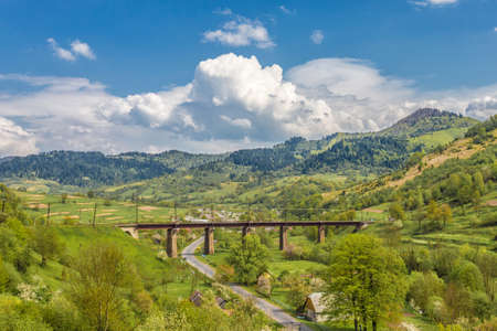 The Railway bridge on mountain backgroundの写真素材