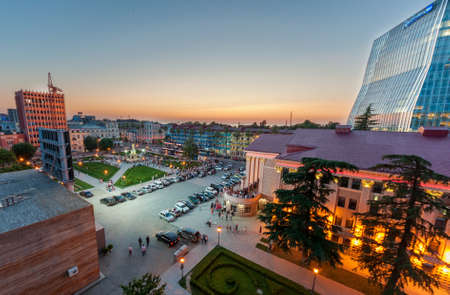 BATUMI  - JULY 3: Beautiful evening view on Batumi square in Batumi, Georgia. View on popular square in adjarian capital of Georgiaのeditorial素材
