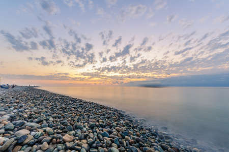 The Beautyful view on a sunset over the seasideの写真素材