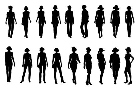 vector drawing silhouettes on a white background on the topic of fashion. file saved in Illustrator 8 formatのイラスト素材