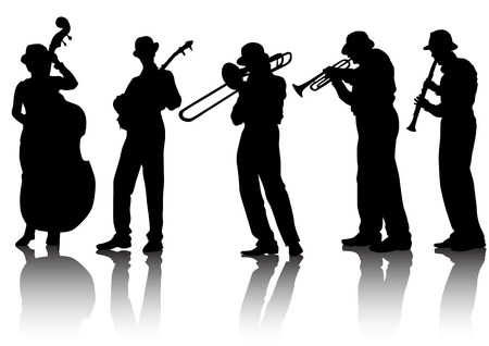 Vector drawing musical group. Silhouettes on a white background. Saved in the .のイラスト素材