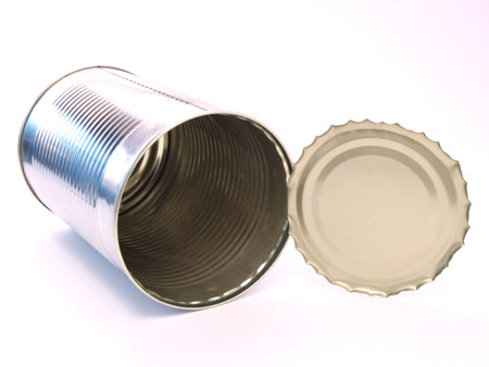  Color photo of the empty cans. An isolated object on a white background.       