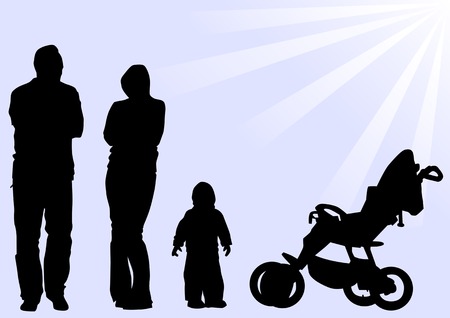 Vector drawing of children from their parentsのイラスト素材