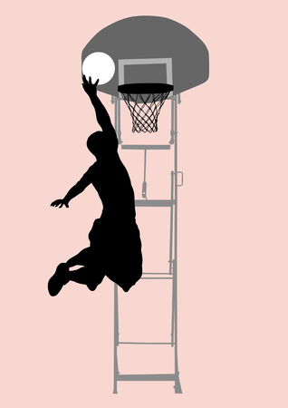 Vector graphic basketball. Silhouette man with the ballのイラスト素材