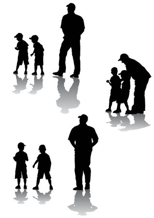 Vector drawing of parents with young children to walkのイラスト素材