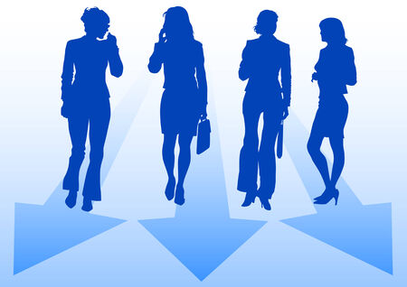 Vector image of three business women in the working timeのイラスト素材