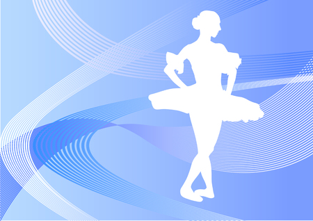  drawing ballerina on blue abstract backgroundのイラスト素材