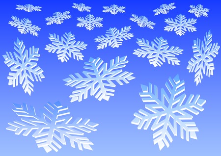Vector picture of white snowflakes on a blue backgroundのイラスト素材