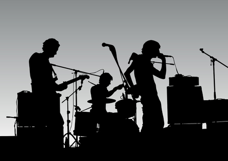 Vector drawing musical group in concert on stageのイラスト素材