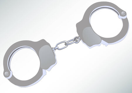 Vector drawing of steel handcuffs. Isolated object on a white backgroundのイラスト素材