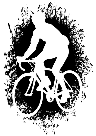 Vector drawing silhouettes cyclists in competitionのイラスト素材