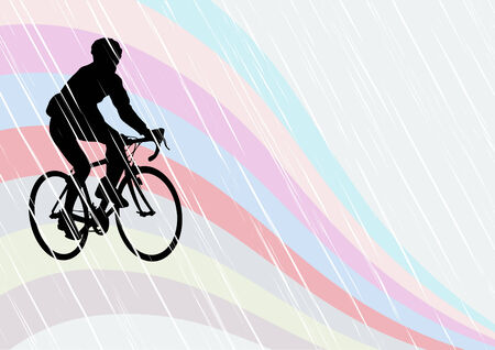 Vector drawing silhouettes cyclists in competitionのイラスト素材