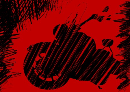Vector drawing motorcycl on red backgruond. Silhouette on a colored backgroundのイラスト素材