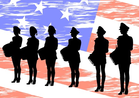 risuvnok young girls with drums in a military uniformのイラスト素材