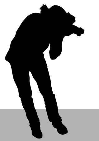 image of young man photographers with equipment at workのイラスト素材