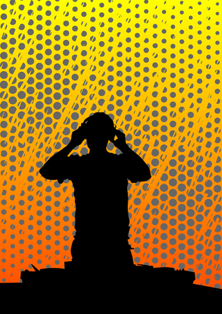  drawing disc jockey on a colored backgroundのイラスト素材
